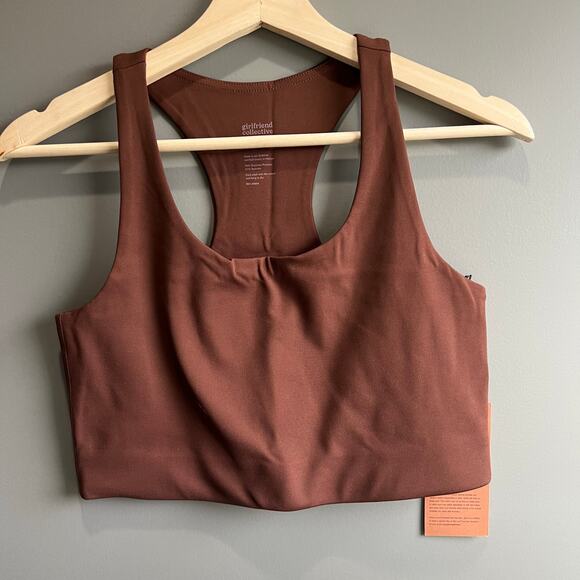 Girlfriend Collective Café Paloma Racerback Sports Bra Brown Size Medium - Picture 3 of 7